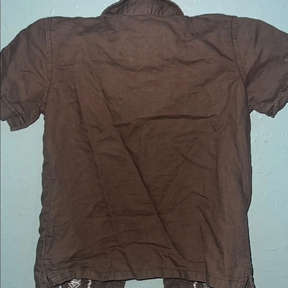 Old Navy Brown Button Down Shirt with Retro Style